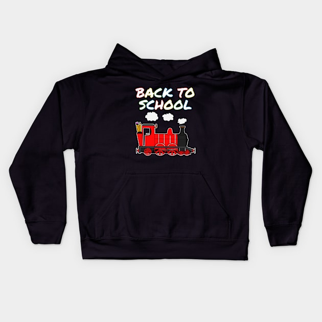 Back To School Steam Train (Red) Kids Hoodie by doodlerob